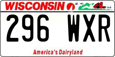 WI license plate 296WXR