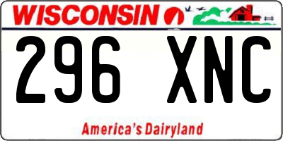 WI license plate 296XNC