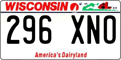 WI license plate 296XNO