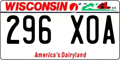 WI license plate 296XOA