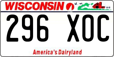 WI license plate 296XOC