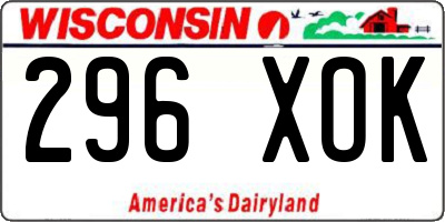 WI license plate 296XOK