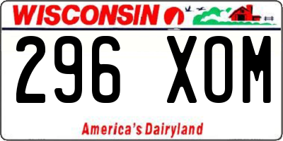 WI license plate 296XOM