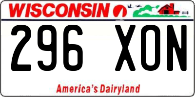 WI license plate 296XON