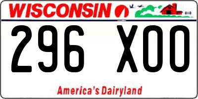WI license plate 296XOO