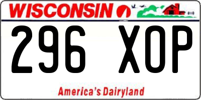 WI license plate 296XOP