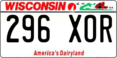 WI license plate 296XOR