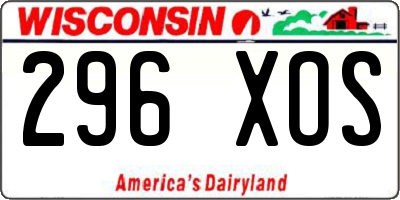 WI license plate 296XOS