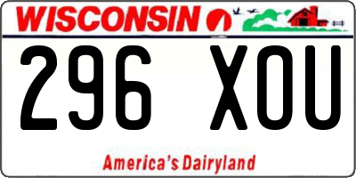 WI license plate 296XOU