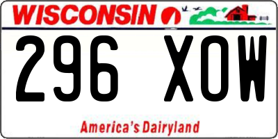 WI license plate 296XOW
