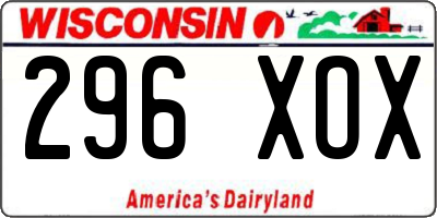 WI license plate 296XOX