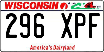 WI license plate 296XPF
