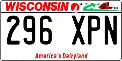 WI license plate 296XPN