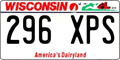 WI license plate 296XPS