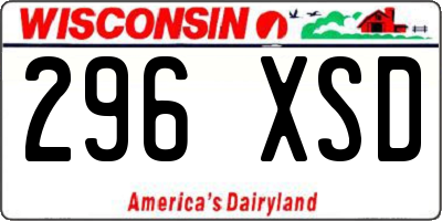 WI license plate 296XSD