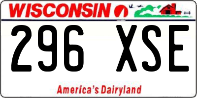 WI license plate 296XSE