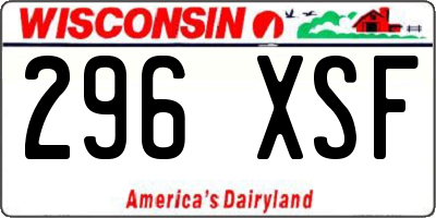 WI license plate 296XSF