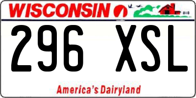 WI license plate 296XSL