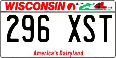 WI license plate 296XST