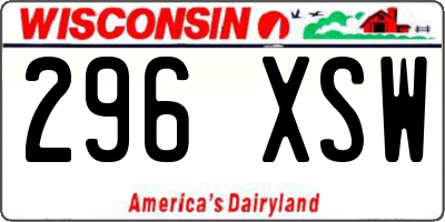 WI license plate 296XSW