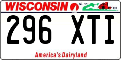 WI license plate 296XTI