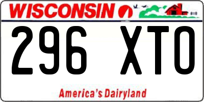 WI license plate 296XTO