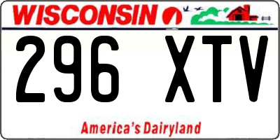 WI license plate 296XTV