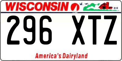 WI license plate 296XTZ
