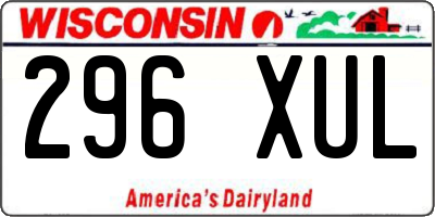 WI license plate 296XUL