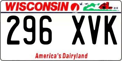 WI license plate 296XVK