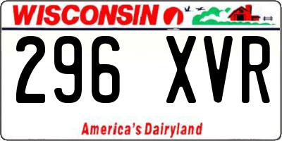 WI license plate 296XVR