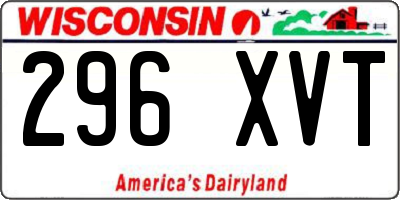 WI license plate 296XVT