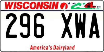 WI license plate 296XWA