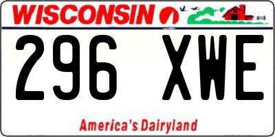 WI license plate 296XWE