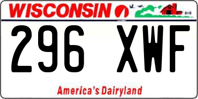 WI license plate 296XWF