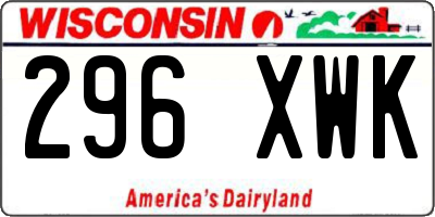WI license plate 296XWK