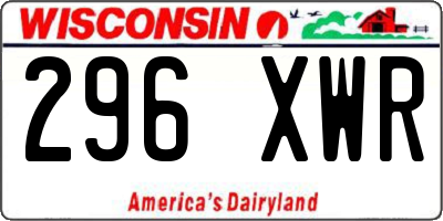 WI license plate 296XWR