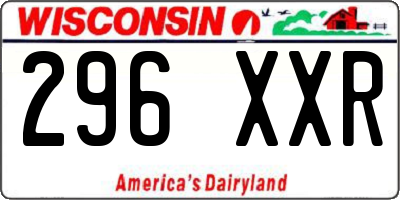 WI license plate 296XXR