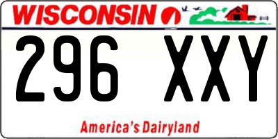 WI license plate 296XXY