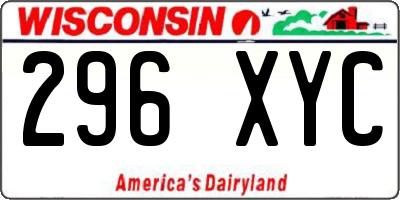 WI license plate 296XYC