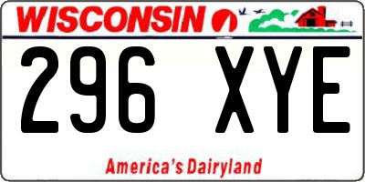 WI license plate 296XYE