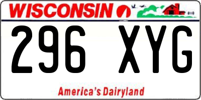 WI license plate 296XYG