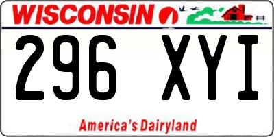 WI license plate 296XYI