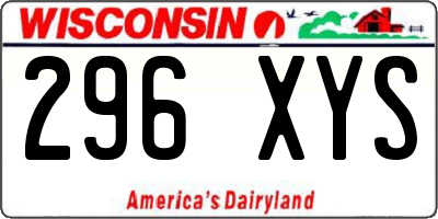 WI license plate 296XYS