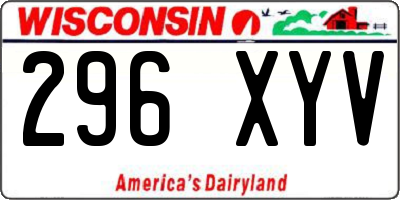 WI license plate 296XYV