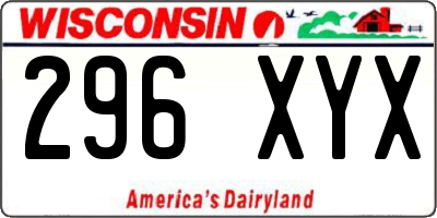 WI license plate 296XYX