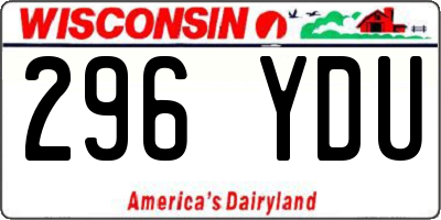 WI license plate 296YDU