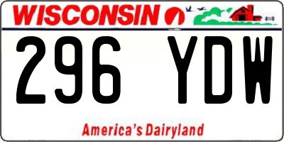 WI license plate 296YDW