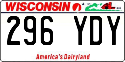 WI license plate 296YDY