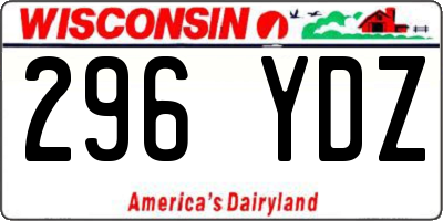 WI license plate 296YDZ